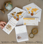 SAMPLING SERVICE samples Sample, bespoke sample set  White Golden Passport Wedding Invitation, Golden Plane Wedding Cards  Boarding Pass,  Travel Passport Wedding Invitations  Abroad, Destination Wedding Invites, Travel Map Wedding Stationary, boarding pass invitations10