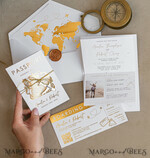 SAMPLING SERVICE samples Sample, bespoke sample set  White Golden Passport Wedding Invitation, Golden Plane Wedding Cards  Boarding Pass,  Travel Passport Wedding Invitations  Abroad, Destination Wedding Invites, Travel Map Wedding Stationary, boarding pass invitations10