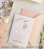SAMPLING SERVICE samples Blush Pink and White wedding Invitation Sample, handmade sample set, Gold Glamour wedding invitation sample, Gold Floral invites sample set19