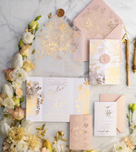 SAMPLING SERVICE samples Blush Pink and White wedding Invitation Sample, handmade sample set, Gold Glamour wedding invitation sample, Gold Floral invites sample set19