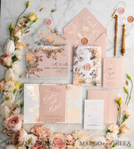 SAMPLING SERVICE samples Gold Arabic wedding Invitation Sample, handmade sample set, Pink Floral wedding invitation samples, romantic wedding invites sample set7