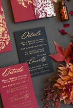 SAMPLING SERVICE samples Gold Maroon wedding Invitation Sample, handmade glamour sample set, Burgundy and Gold Foil wedding invitation, Black and Burgundy invites sample set14