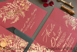 SAMPLING SERVICE samples Gold Maroon wedding Invitation Sample, handmade glamour sample set, Burgundy and Gold Foil wedding invitation, Black and Burgundy invites sample set14