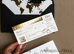 PROBENNEHMESERVICE
 Muster
 Gold Weiß Schwarz Reisepass Hochzeitsinvitation, Goldene Hochzeitskarten Boarding Pass, Reisepass Hochzeitsinvitationen im Ausland, Hochzeitsladungen für Zielorte, Reise-Karten Hochzeitsstationär9