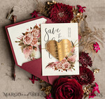 SAVE THE DATES acrylic gold magnets Personalised Save the Date Heart Magnet and Card, Burgundy Elegant Wedding Save The Dates Acrylic Gold Heart4