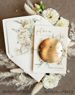 SAVE THE DATES acrylic gold magnets Personalised Gold Acrylic circle Save the Date Magnet and Card, ivory Wedding Save The Dates Plexi Magnets, Wedding Boho Save The Date Cards5