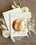 SAVE THE DATES acrylic gold magnets Personalised Gold Acrylic circle Save the Date Magnet and Card, ivory Wedding Save The Dates Plexi Magnets, Wedding Boho Save The Date Cards5