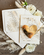 SAVE THE DATES acrylic gold magnets Personalised Gold Acrylic heart Save the Date Magnet and Card, ivory Wedding Save The Dates Plexi Magnets, Wedding Boho Save The Date Cards5