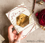 SAVE THE DATES acrylic gold magnets Personalised Maroon Save the Date hexagon Magnet and Card, boho Wedding Save The Dates Acrylic golden mirror magnet9