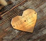 SAVE THE DATES acrylic gold magnets Personalised Gold Acrylic heart Save the Date Magnet and Card, ivory Wedding Save The Dates Plexi Magnets, Wedding Boho Save The Date Cards7