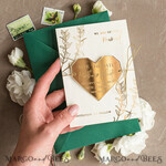 DATEN MERKEN Acrylgoldmagnete Personalisierter Save the Date Herzmagnet und Karte, eleganter Hochzeits-Save-the-Date in Gold und Dunkelgrün, Acrylherz.4