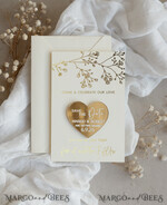 DATEN MERKEN Acrylgoldmagnete Personalisierter Gold-Acryl-Save-the-Date-Magnet und -Karte, Goldene Hochzeits-Save-the-Dates-Plexi-Magnete, Hochzeits-Boho-Save-the-Date-Karten3