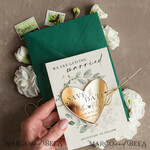 SAVE THE DATES acrylic gold magnets Personalised Gold Save the Date Acrylic Heart Magnet and Card, Gold Heart Wedding Save The Dates Acrylic Magnets, Green Save The Date Cards with heart magnet4
