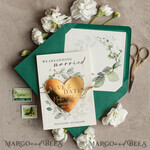 SAVE THE DATES acrylic gold magnets Personalised Gold Save the Date Acrylic Heart Magnet and Card, Gold Heart Wedding Save The Dates Acrylic Magnets, Green Save The Date Cards with heart magnet4