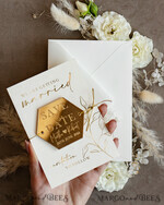 SAVE THE DATES acrylic gold magnets Personalised Gold Acrylic hexagon Save the Date Magnet and Card, ivory Wedding Save The Dates Plexi Magnets, Wedding Boho Save The Date Cards6