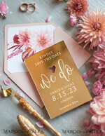SAVE THE DATES acrylic gold magnets Luxory wedding save the date, Save the date personalized golden mirror, plexi gold, pink envelope  5