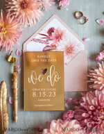 SAVE THE DATES acrylic gold magnets Luxory wedding save the date, Save the date personalized golden mirror, plexi gold, pink envelope  5