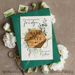 SAVE THE DATES acrylic gold magnets Luxury Gold Save the Date Acrylic Hexagon Magnet and Card, Gold hexagon Wedding Save The Dates Acrylic Magnets, Dark Green envelope Save The Date 3