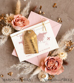 SAVE THE DATES acrylic gold magnets Personalised Travel Save the Date Acrylic Tag Magnet and Card, Gold Blush Pink Luggage Tag Wedding Save The Dates Acrylic Magnets,  Save The Date Cards5
