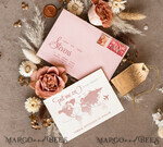 SAVE THE DATES acrylic gold magnets Personalised Travel Save the Date Acrylic Tag Magnet and Card, Gold Blush Pink Luggage Tag Wedding Save The Dates Acrylic Magnets,  Save The Date Cards5