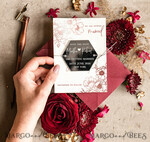 SAVE THE DATES acrylic gold magnets Personalised Save the Date Hexagon Magnet and Card, Burgundy Elegant Wedding Save The Dates Acrylic Silver Heart6
