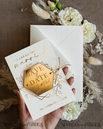 DATEN MERKEN Acrylgoldmagnete Personalisierter Gold-Acryl-Hexagon