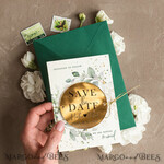 DATEN MERKEN Acrylgoldmagnete Luxus Grün und Gold Save the Date Acryl Magnet und Karte, Gold Hochzeit Save The Dates Acryl Magnete, Dunkelgrüne Umschlag Save The Date4