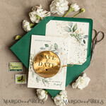 DATEN MERKEN Acrylgoldmagnete Luxus Grün und Gold Save the Date Acryl Magnet und Karte, Gold Hochzeit Save The Dates Acryl Magnete, Dunkelgrüne Umschlag Save The Date4