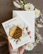 SAVE THE DATES acrylic gold magnets Personalised Gold Acrylic hexagon Save the Date Magnet and Card, ivory Wedding Save The Dates Plexi Magnets, Wedding Boho Save The Date Cards6