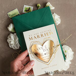 SAVE THE DATES acrylic gold magnets Elegant Save the Date Heart Magnet and Card, Gold Dark Green Elegant Wedding Save The Dates Acrylic Heart4