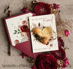 DATEN MERKEN Acrylgoldmagnete Personalisierter Save the Date Herzmagnet und Karte, Marrone Elegante Hochzeits-Save the Dates Acryl Gold Herz4