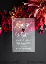 SAVE THE DATES acrylic gold magnets Luxory wedding save the date, Save the date personalized, plexi satin, maroon envelope   3