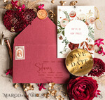 SAVE THE DATES acrylic gold magnets Personalised Maroon Save the Date circle Magnet and Card, boho Wedding Save The Dates Acrylic golden mirror magnet6