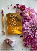 SAVE THE DATES acrylic gold magnets Luxory wedding save the date, Save the date personalized golden mirror, plexi gold, wedding save the datepink envelope4