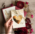 SAVE THE DATES acrylic gold magnets Personalised Save the Date Heart Magnet and Card, Gold burgundy Elegant Wedding Save The Dates Acrylic Heart5