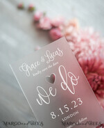 SAVE THE DATES acrylic gold magnets Save the date personalized, luxory plexi satin, blush pink envelope Luxory wedding save the date5