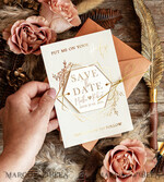 SAVE THE DATES acrylic gold magnets Personalised Save the Date Hexagon Acrylic Magnet and Card, Gold Terracotta Elegant Wedding Save The Dates Acrylic Magnets, boho Save The Date Cards8