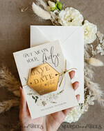 SAVE THE DATES acrylic gold magnets Personalised Gold Acrylic hexagon Save the Date Magnet and Card, ivory Wedding Save The Dates Plexi Magnets, Wedding Boho Save The Date Cards5