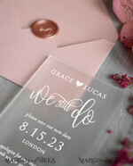 SAVE THE DATES acrylic gold magnets Luxory wedding save the date, Save the date personalized, plexi satin, blush pink envelope, acrylic satin 4