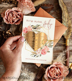 SAVE THE DATES acrylic gold magnets Personalised Heart  Save the Date Acrylic Tag Magnet and Card, Gold Terracotta Geometric Heart Wedding Save The Dates Acrylic Magnets, Boho  Save The Date Cards5