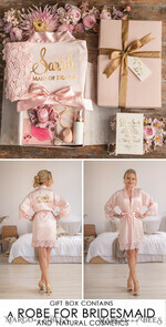 BRIDESMAID/BEST MAN BOX WILL YOU BE MY BRIDESMAID Maid Of Honor Wedding Present Box, Satin Robe Bridesmaid Proposal, natural set for wedding17