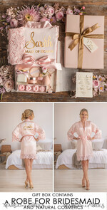 BRIDESMAID/BEST MAN BOX WILL YOU BE MY BRIDESMAID Maid Of Honor Wedding Present Box, Satin Robe Bridesmaid Proposal, natural set for wedding16