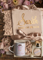BRIDESMAID/BEST MAN BOX WILL YOU BE MY BRIDESMAID Maid Of Honor Wedding Present Box, Satin Robe Bridesmaid Proposal, natural set for wedding14