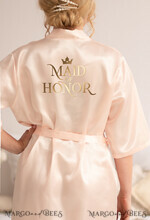 BRIDESMAID/BEST MAN BOX WEDDING ROBE  Light Pink Satin wedding robe, Elegant Satin Robe for Maid of Honor, Gold Wedding Bridesmaid Robe5