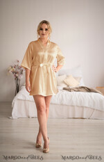 BRIDESMAID/BEST MAN BOX WEDDING ROBE  Cream Champaigne Beige Wedding Robe, BRIDE SQUAD, gold satin robe3