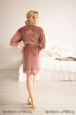 BRIDESMAID/BEST MAN BOX WEDDING ROBE  Rose Gold Velvet wedding Robe Bridesmaid Gift Robe with Gold Text, Custom bespoke wedding Robe5