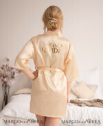 BRIDESMAID/BEST MAN BOX WEDDING ROBE  Ecru Beige Satin Wedding Robe for Bridesmaid, Team Bride, Bridal Squad, Gold foil rose gold bespoke satin robe4