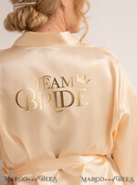 BRIDESMAID/BEST MAN BOX WEDDING ROBE  Ecru Beige Satin Wedding Robe for Bridesmaid, Team Bride, Bridal Squad, Gold foil rose gold bespoke satin robe4