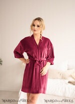 BRIDESMAID/BEST MAN BOX WEDDING ROBE  Gift for Maid of Honor; Will you be my bridesmaid gift. wedding soft robe, Red Burgundy Velvet Robe4