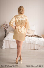BRIDESMAID/BEST MAN BOX WEDDING ROBE  Champagne satin Maid of Honor robe,  Elegant Robe for Bridesmaid, with your custom inscription, Soft Bridesmaid Wedding Robe3